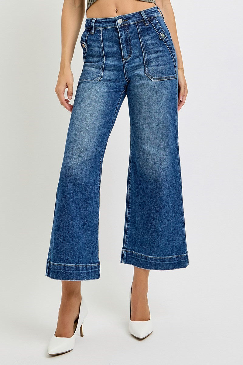 Risen Brand Ankle Wide Leg Jeans
