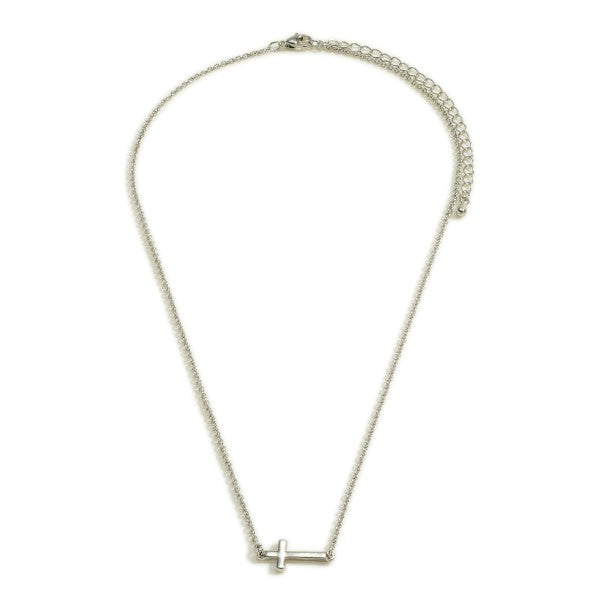 Petite Cross Necklace - Silver