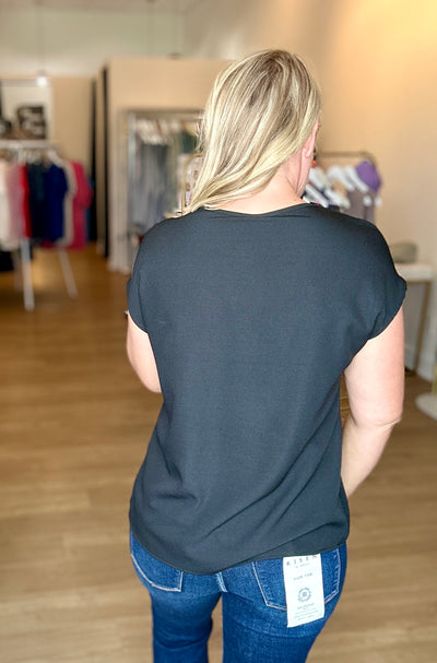 Black Cap Sleeve Top