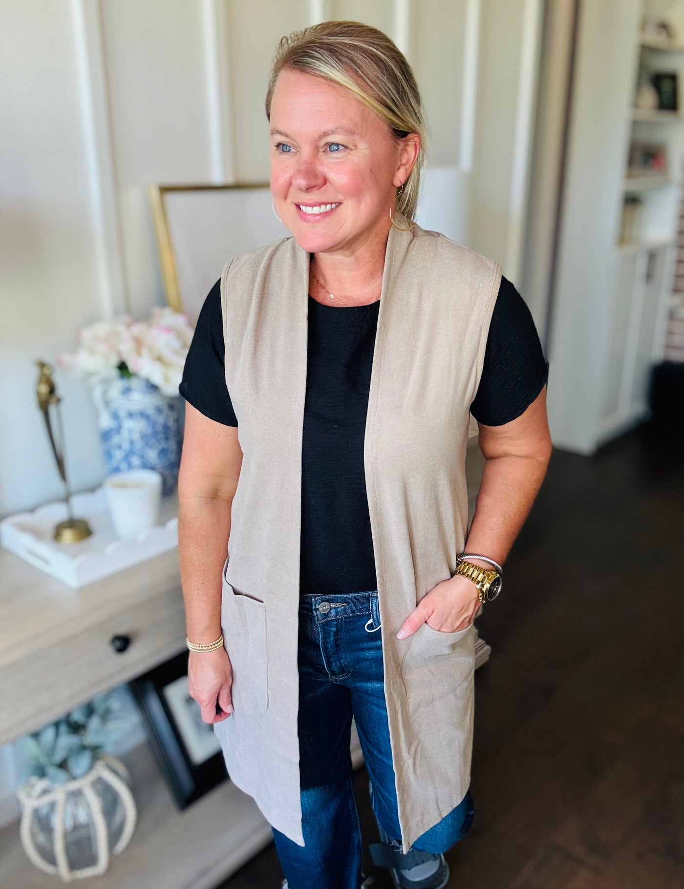 Weekend Brushed Pocket Vest - Sand