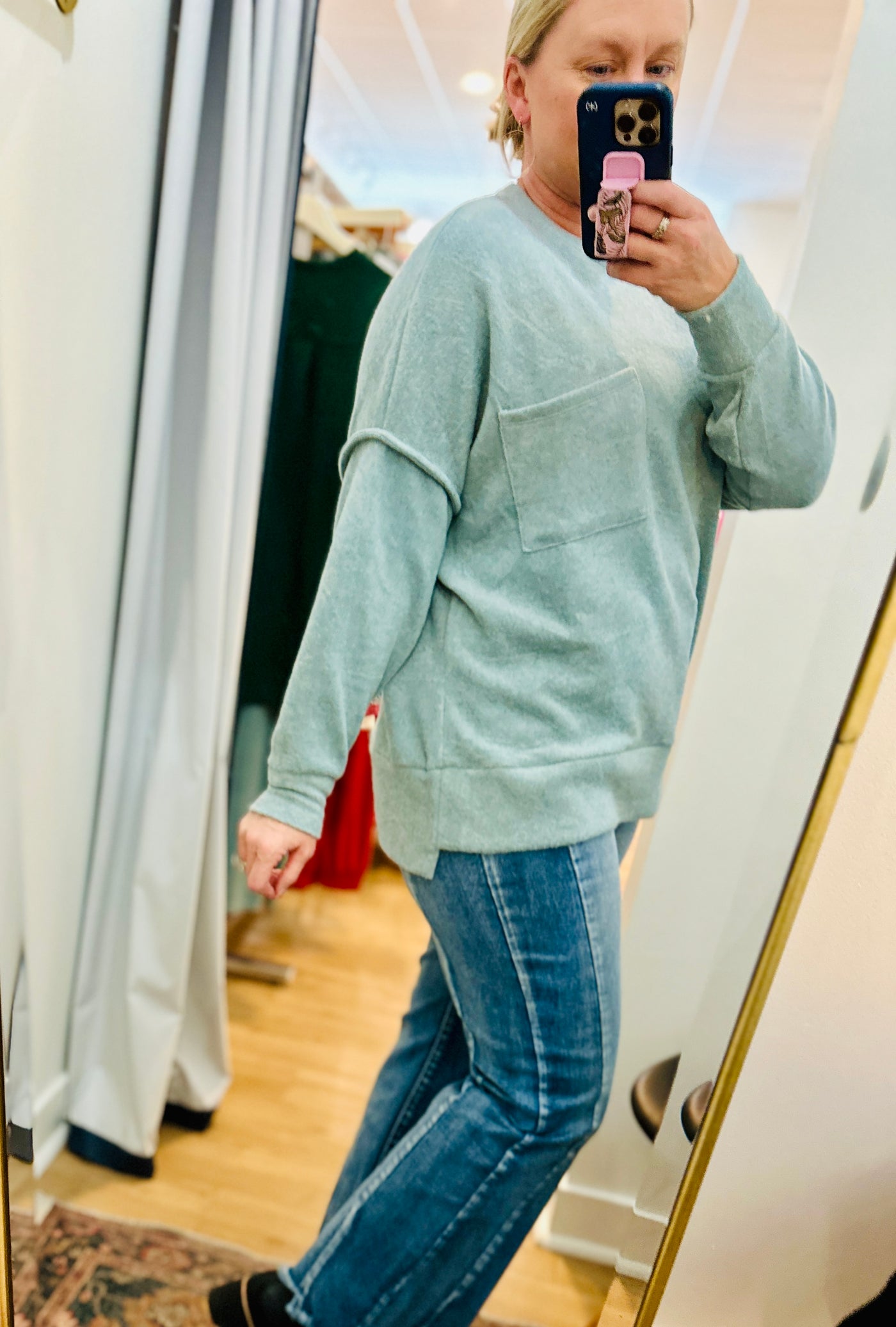 Melange Hi-Lo Sweater - Blue Grey