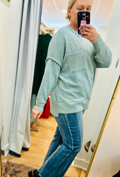 Melange Hi-Lo Sweater - Blue Grey