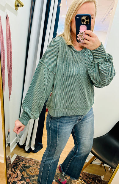 Oversized Ribbed Long Sleeve - Moss