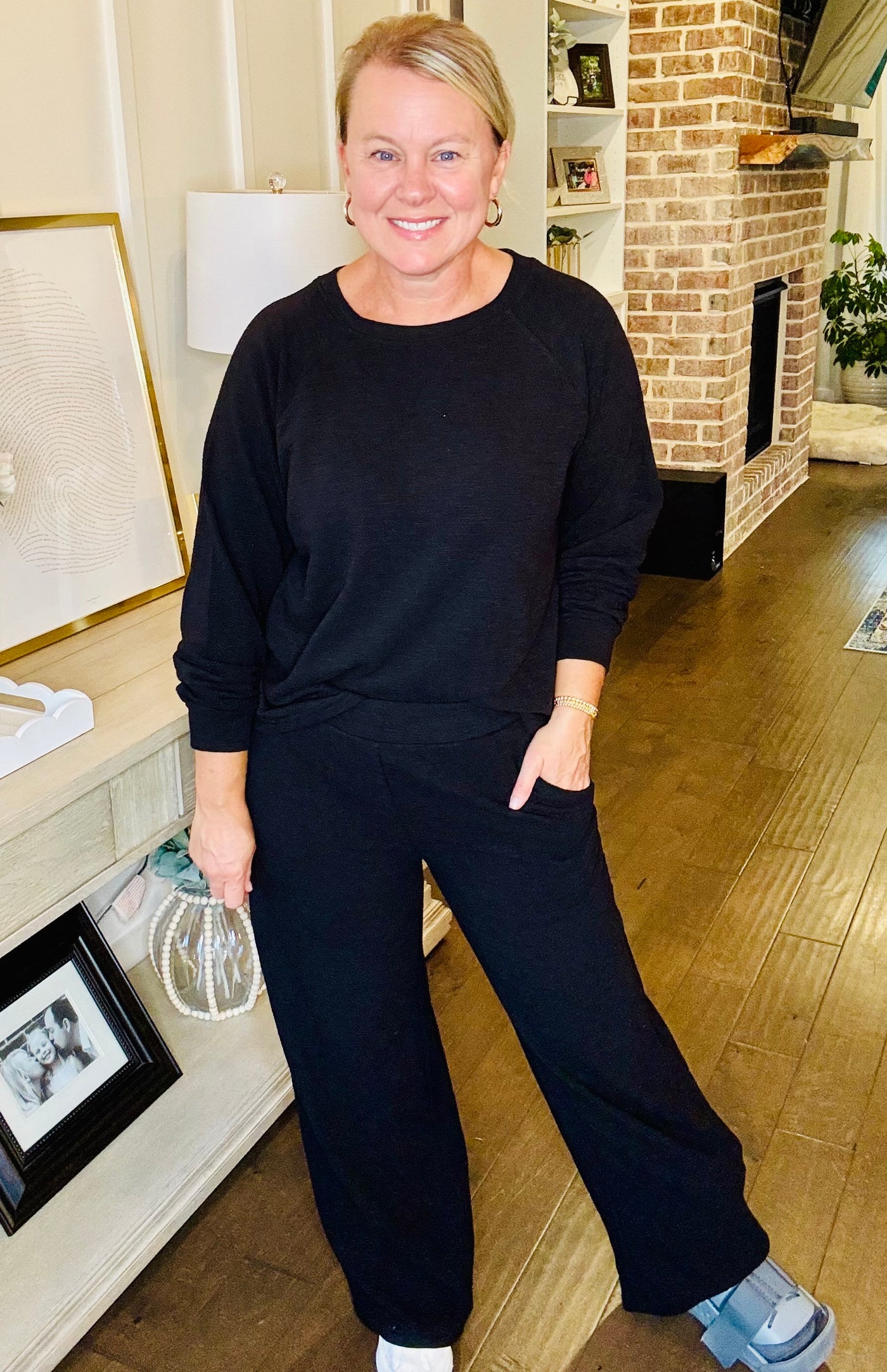 Soft Long Sleeve Top & Pants Set - Black