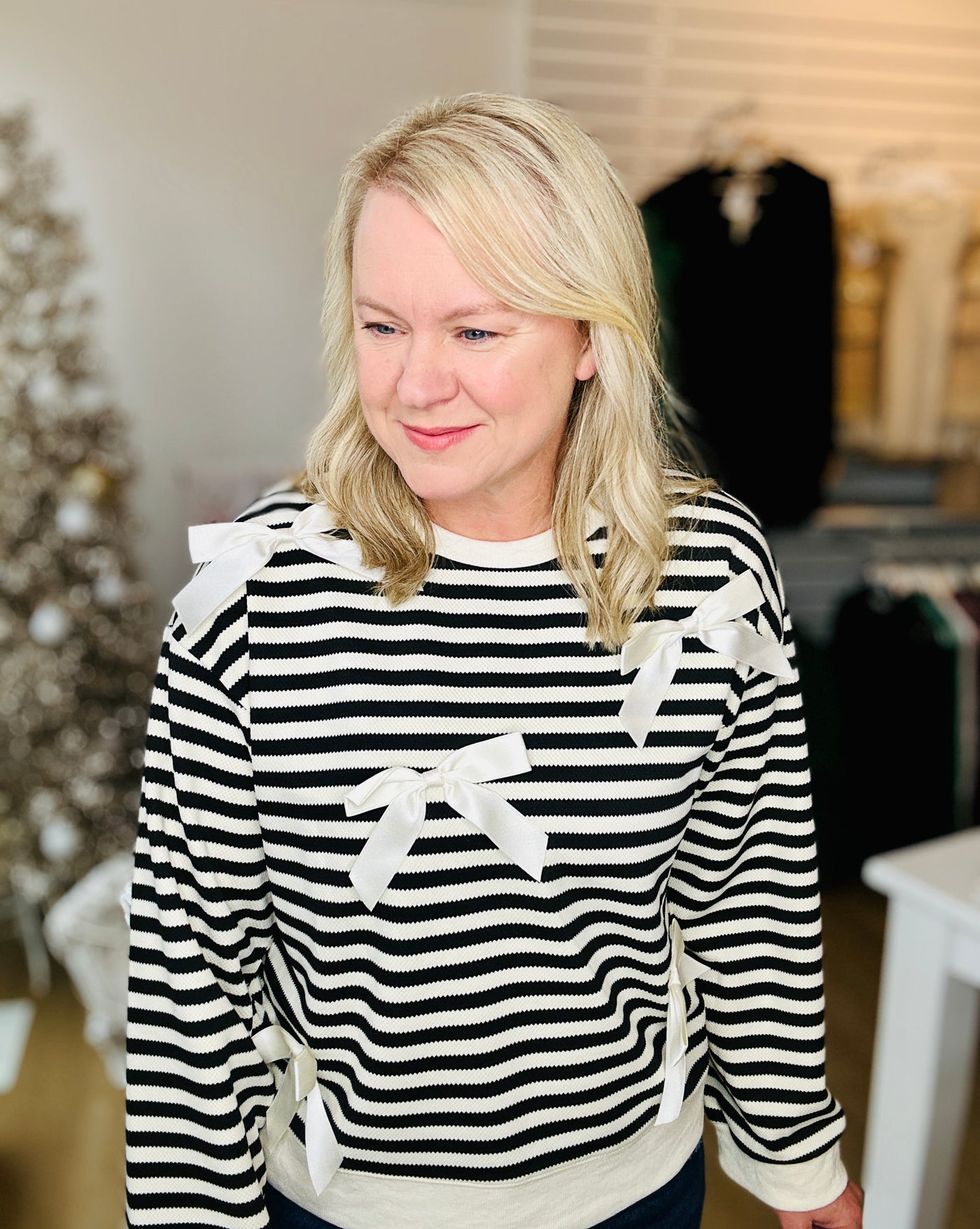 Stripes & Bows Long Sleeve Top