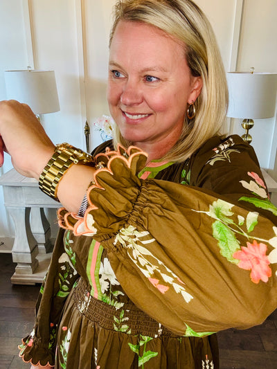 Floral Maxi Dress - Brown