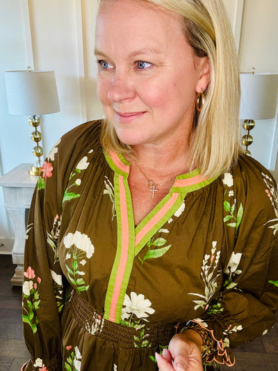 Floral Maxi Dress - Brown