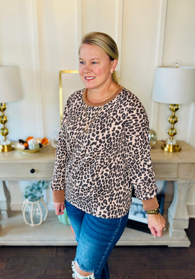 Leopard Ribbed Long Sleeve - Coco
