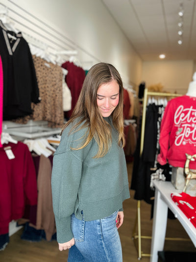 Drop Shoulder Sweater - Ash Jade