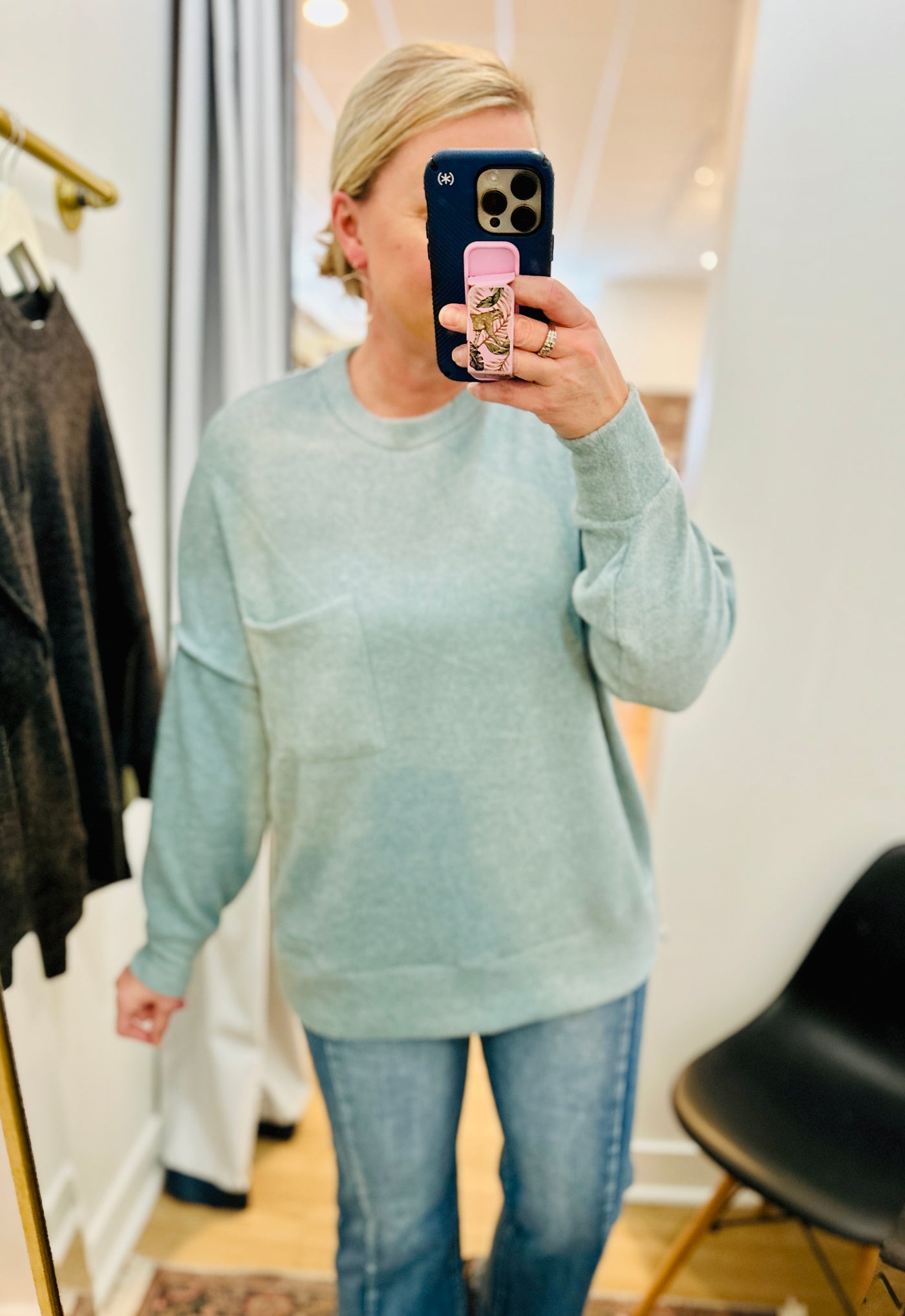 Melange Hi-Lo Sweater - Blue Grey