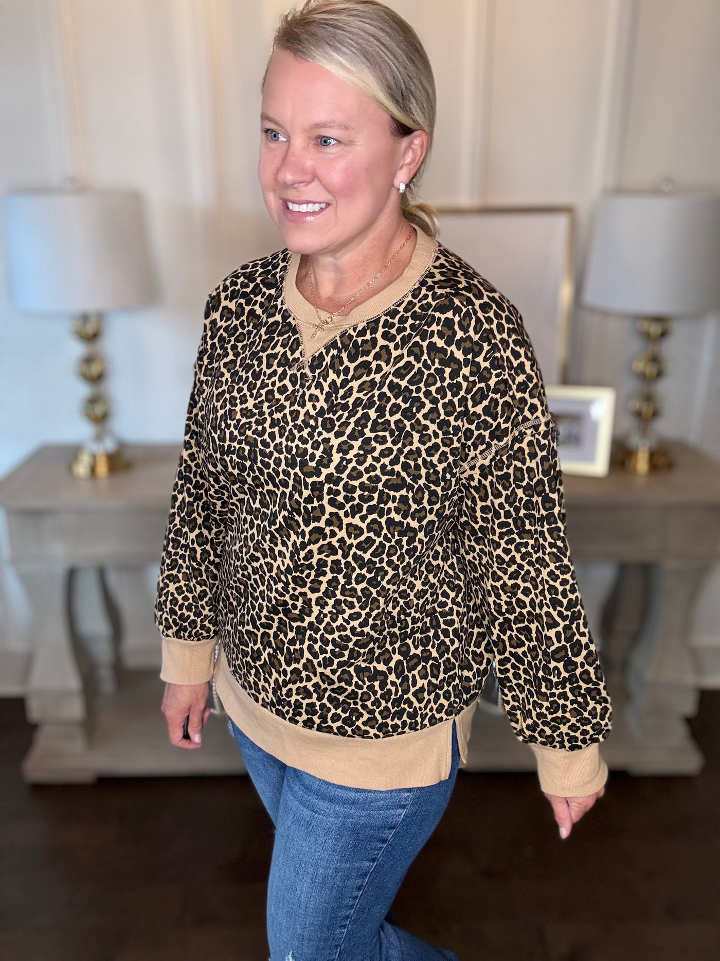 Leopard Pullover - Beige