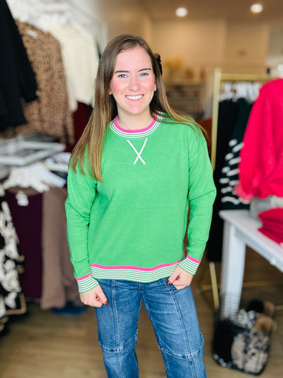 Pop Color Sweater - Pink & Green