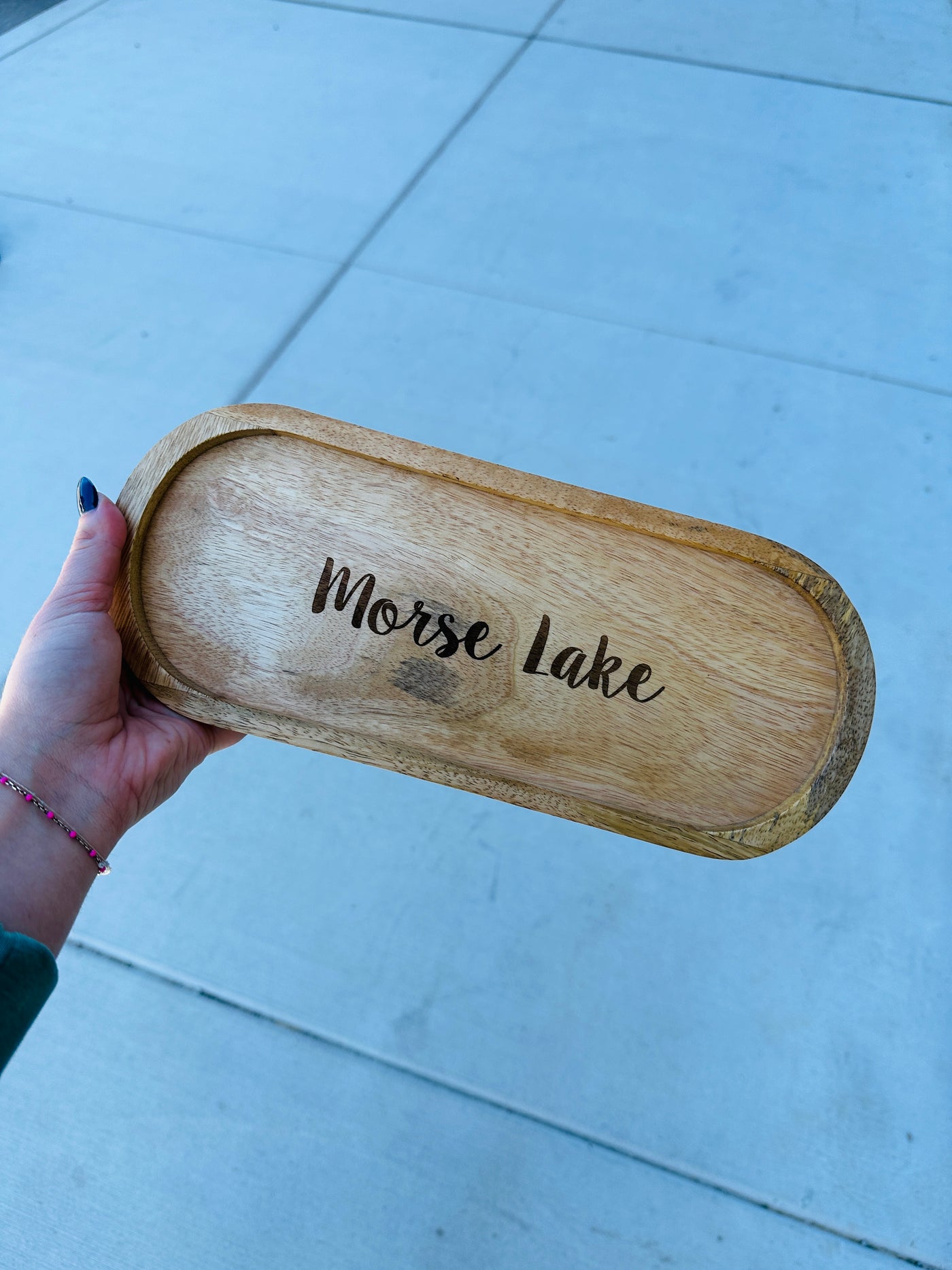 Morse Lake Oval Wood Tray
