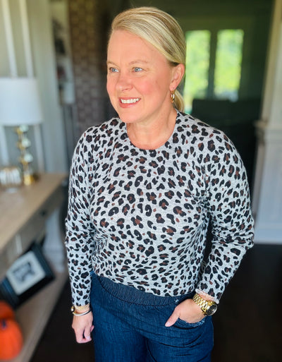 Leopard Knit - Heather Grey