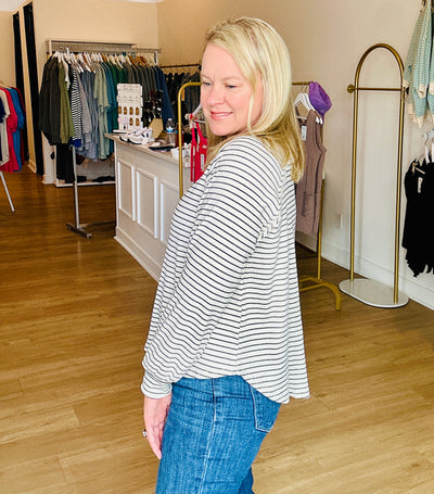 Striped Raglan Knit Top - Ivory