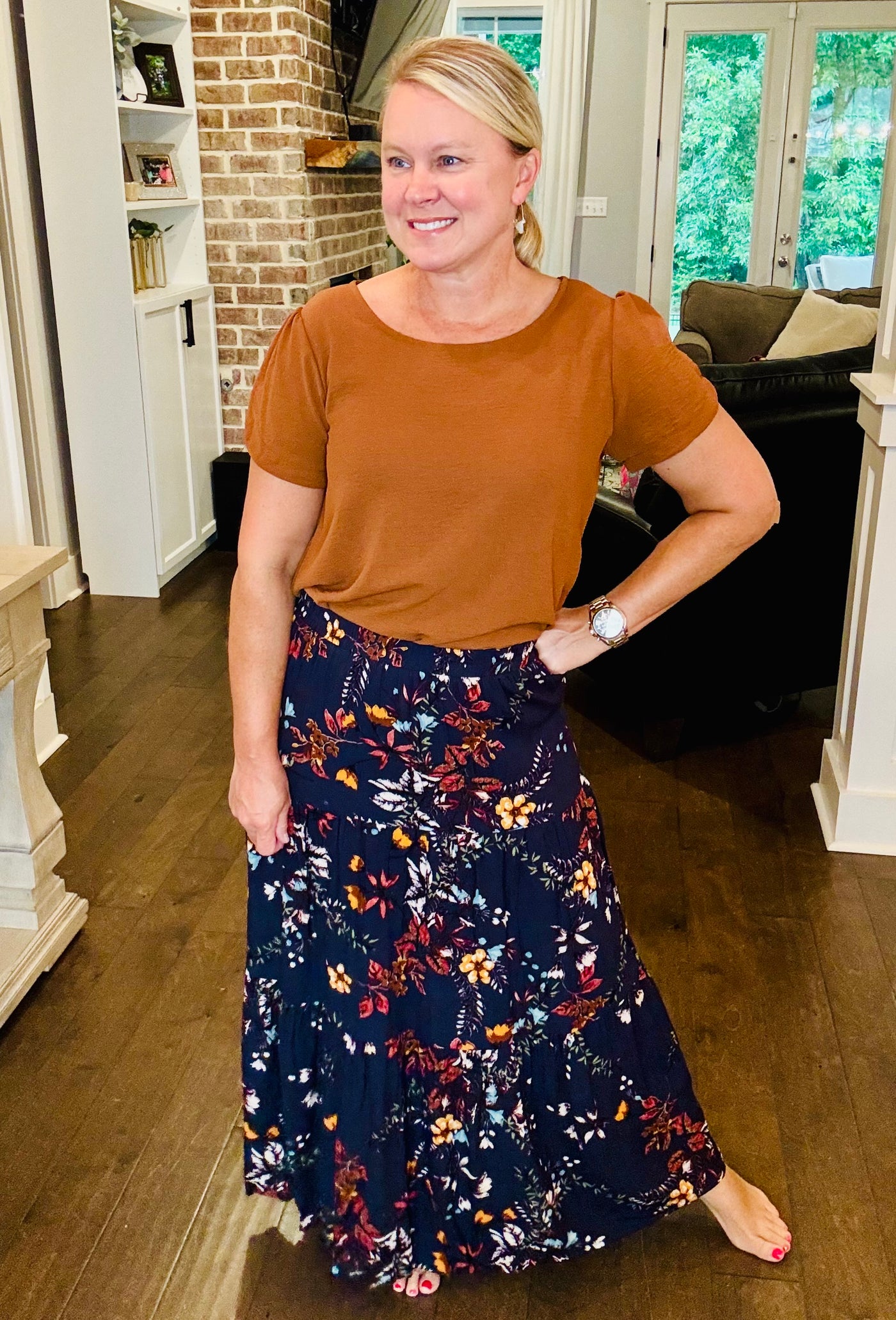 Floral Maxi Skirt - Teal