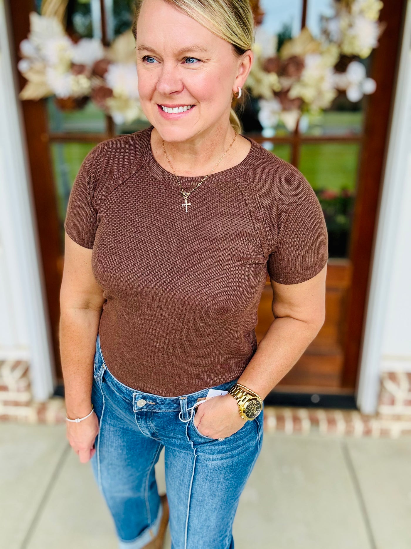 Baby Waffle Short Sleeve - Brown