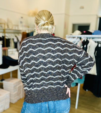 Wave Striped Sweater - Chocolate