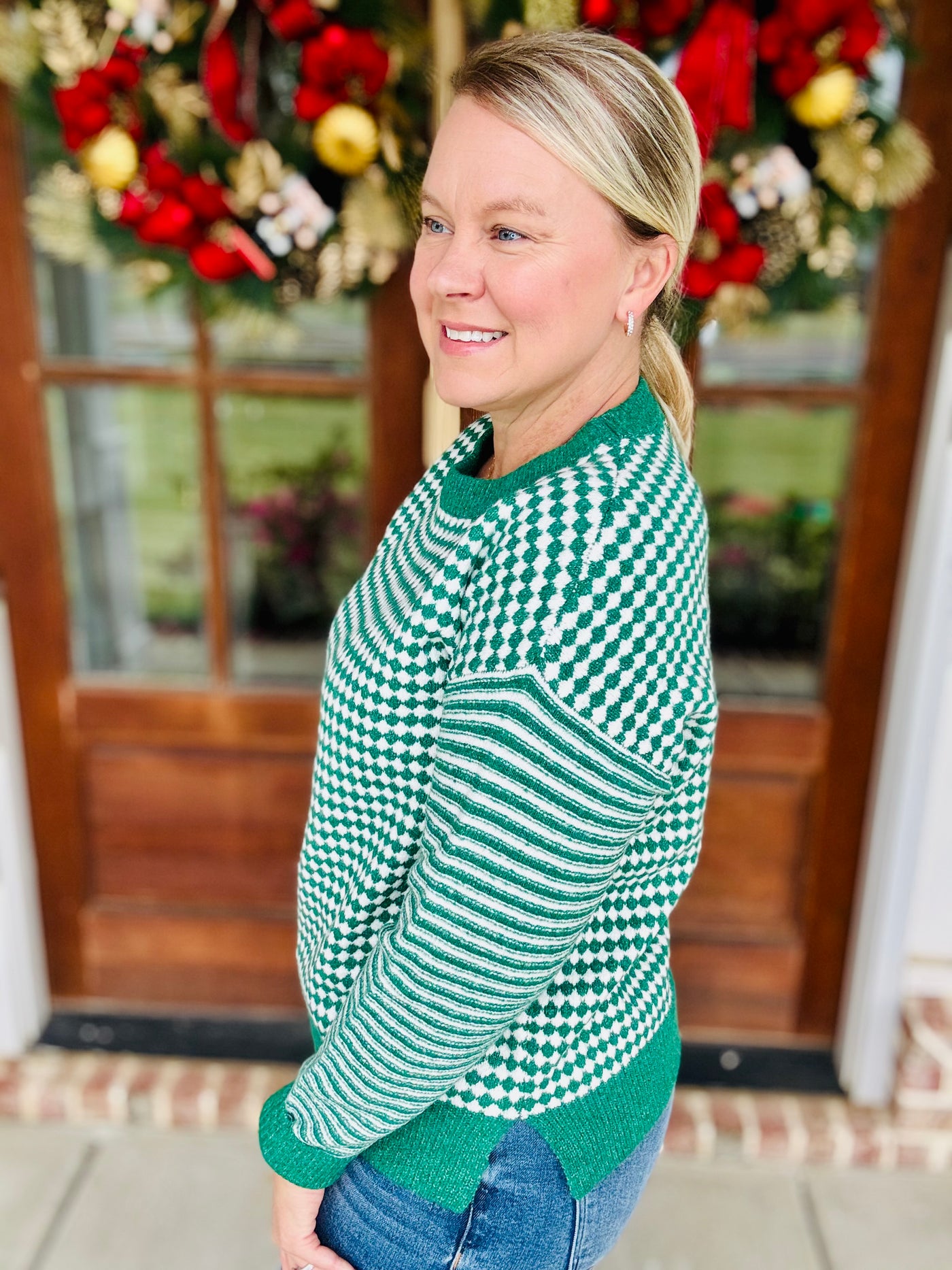 Checkerboard Sweater - Green