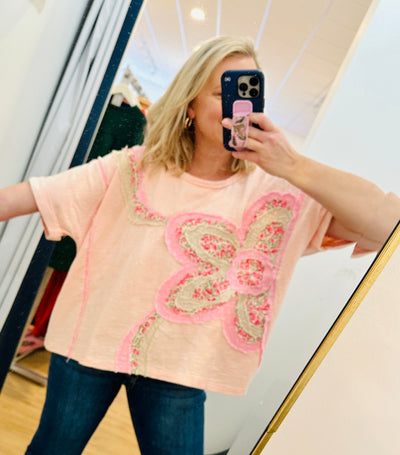 Flower Power - Oversized Top Blush