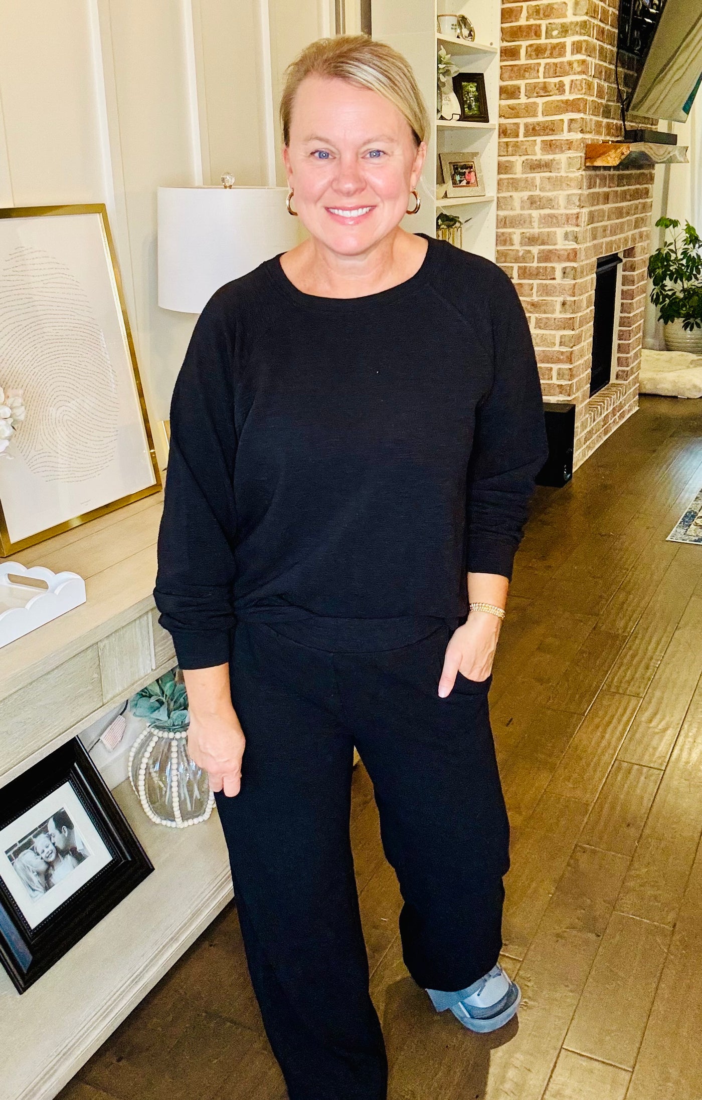 Soft Long Sleeve Top & Pants Set - Black