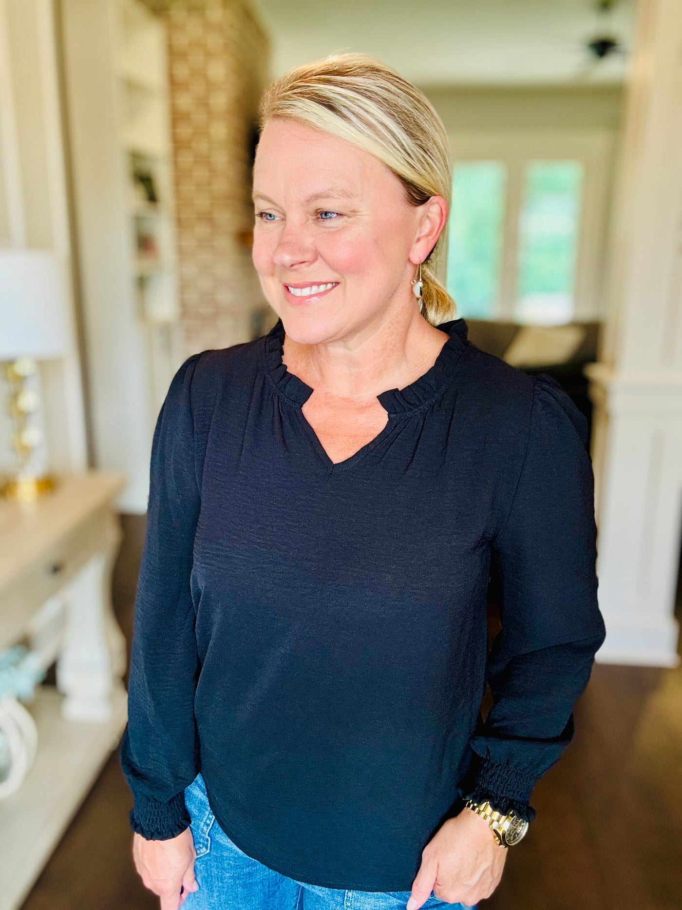 Long Sleeve Blouse - Black