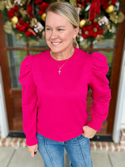 Textured Crewneck - Cranberry