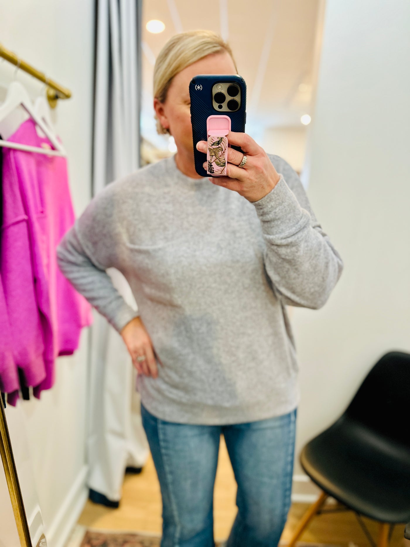 Melange Hi-Lo Sweater - Heather Grey