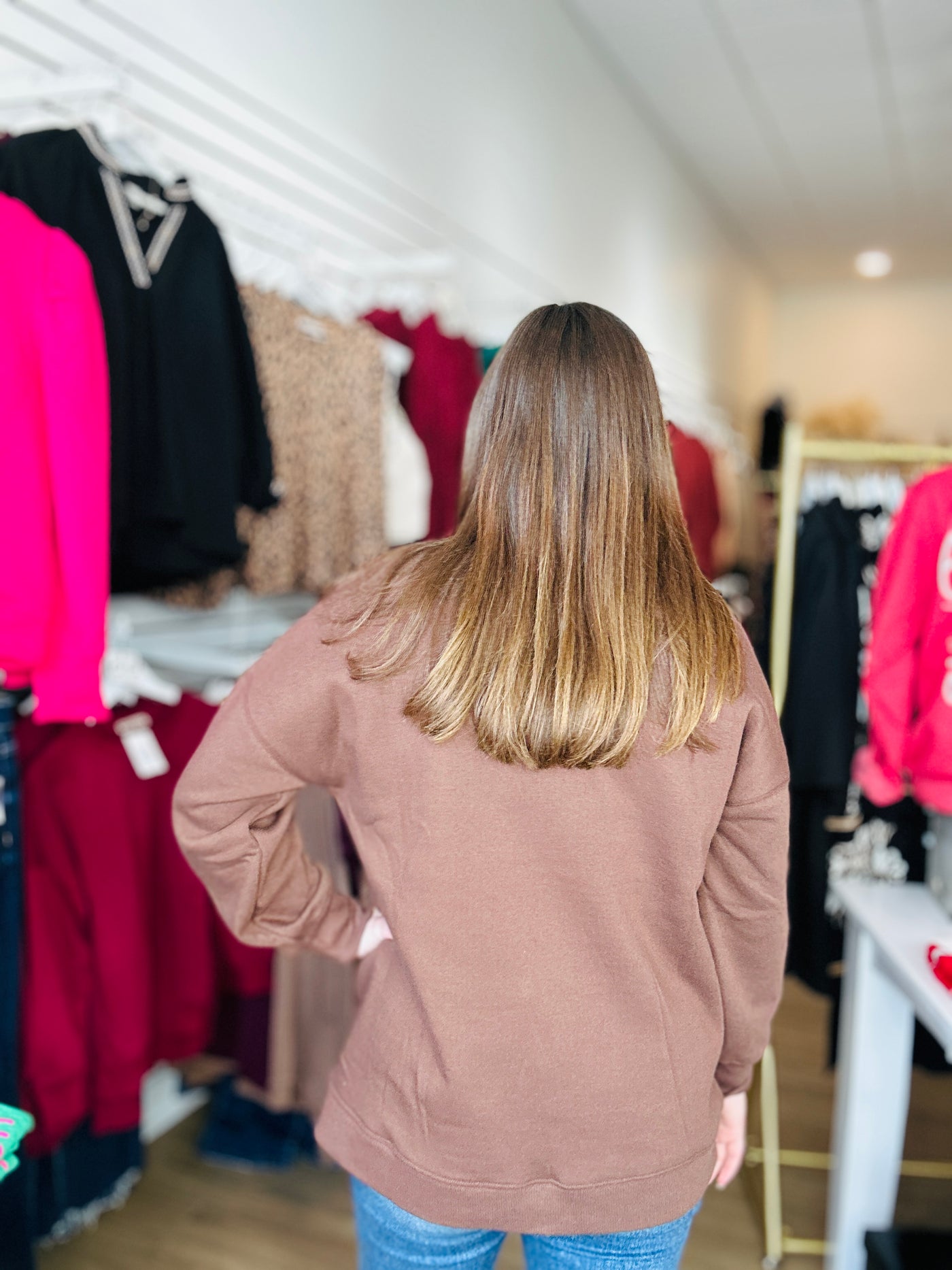 Fleece Pullover w-Pockets - Brown