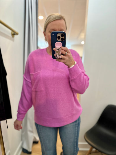 Melange Hi-Lo Sweater - Bright Mauve