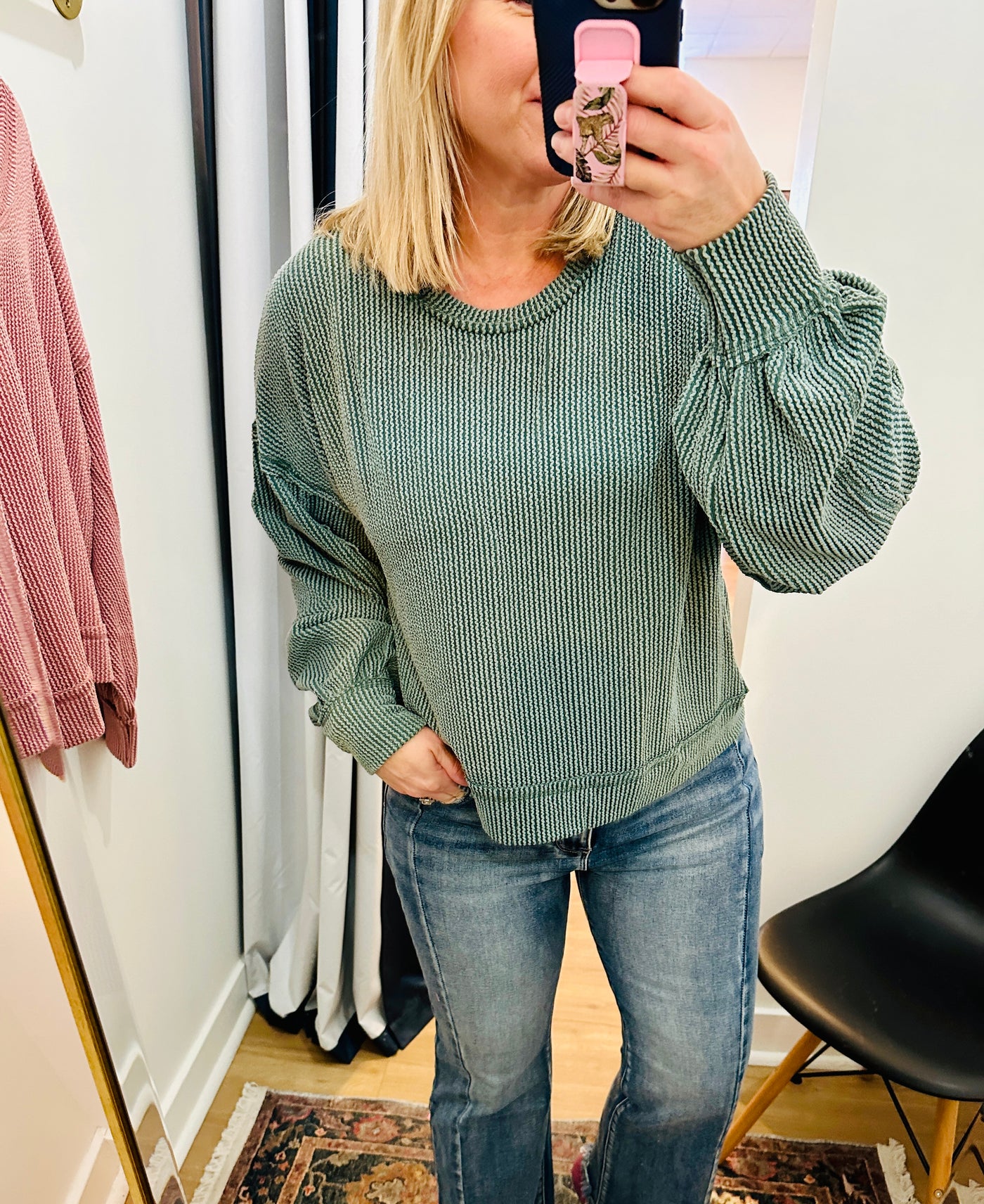 Oversized Ribbed Long Sleeve - Moss