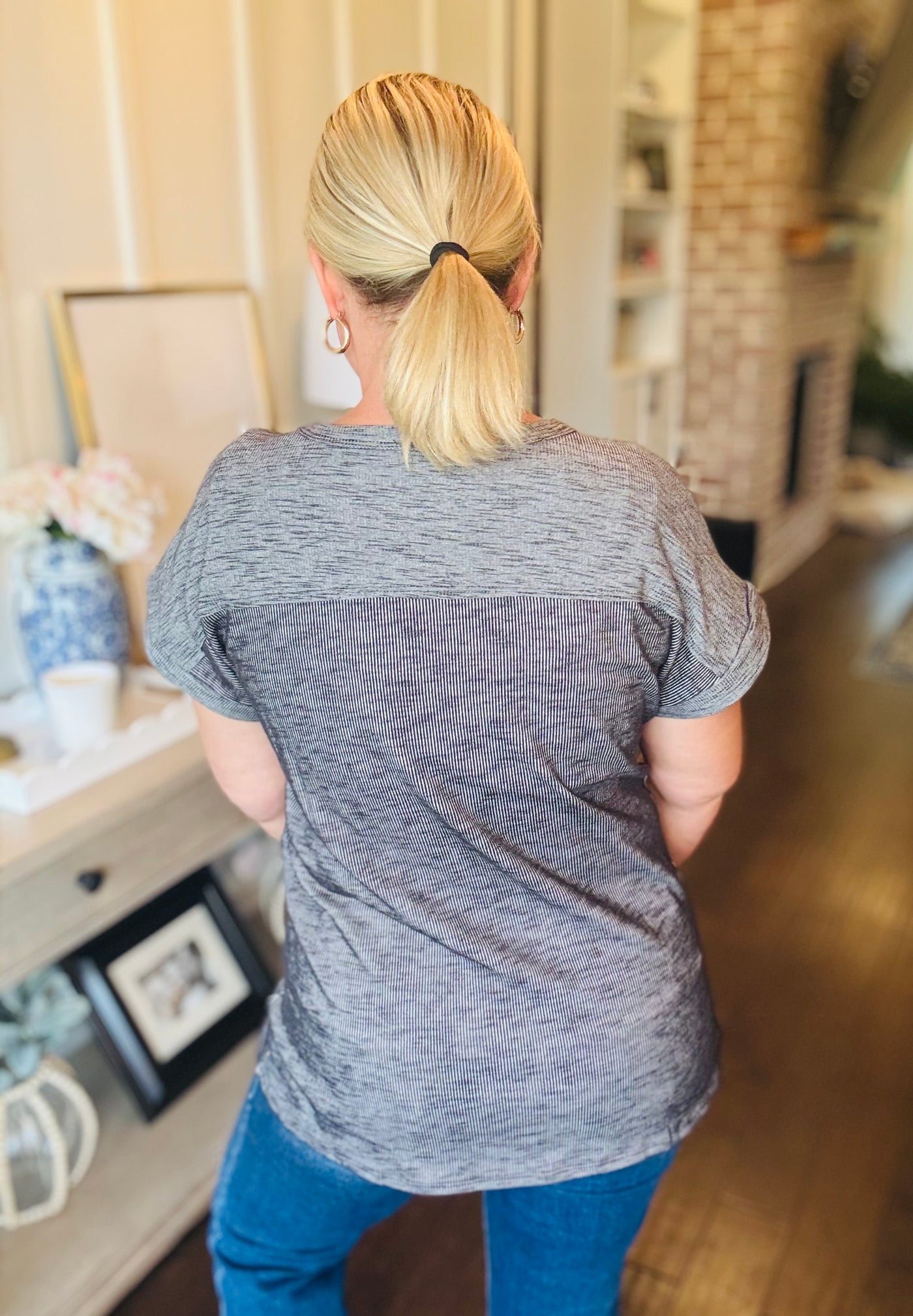 Drop Shoulder Short Sleeve - Charcoal