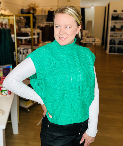 Knit Sweater Vest - Green