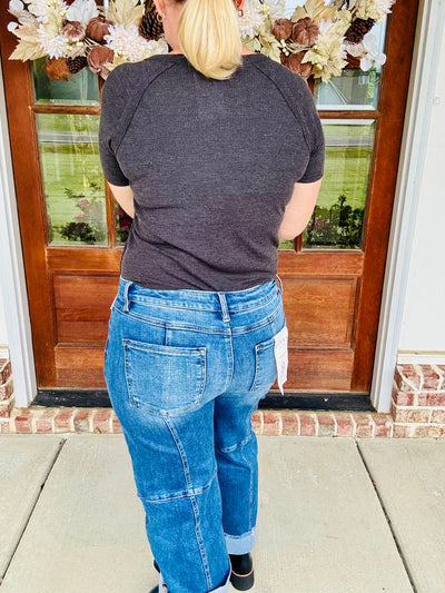 Risen - Seam Crop Wide Leg Denim