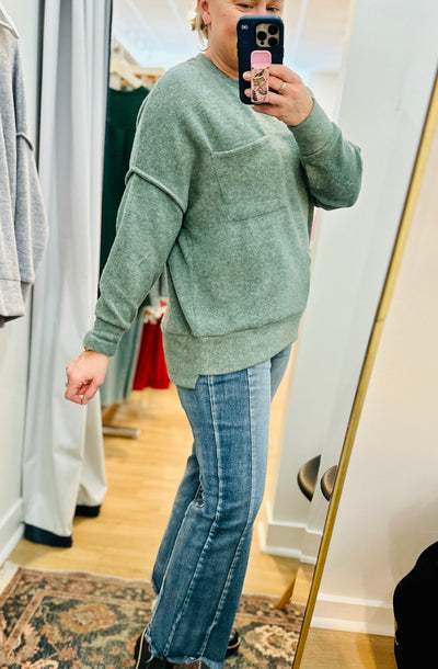 Melange Hi-Lo Sweater - Ash Jade