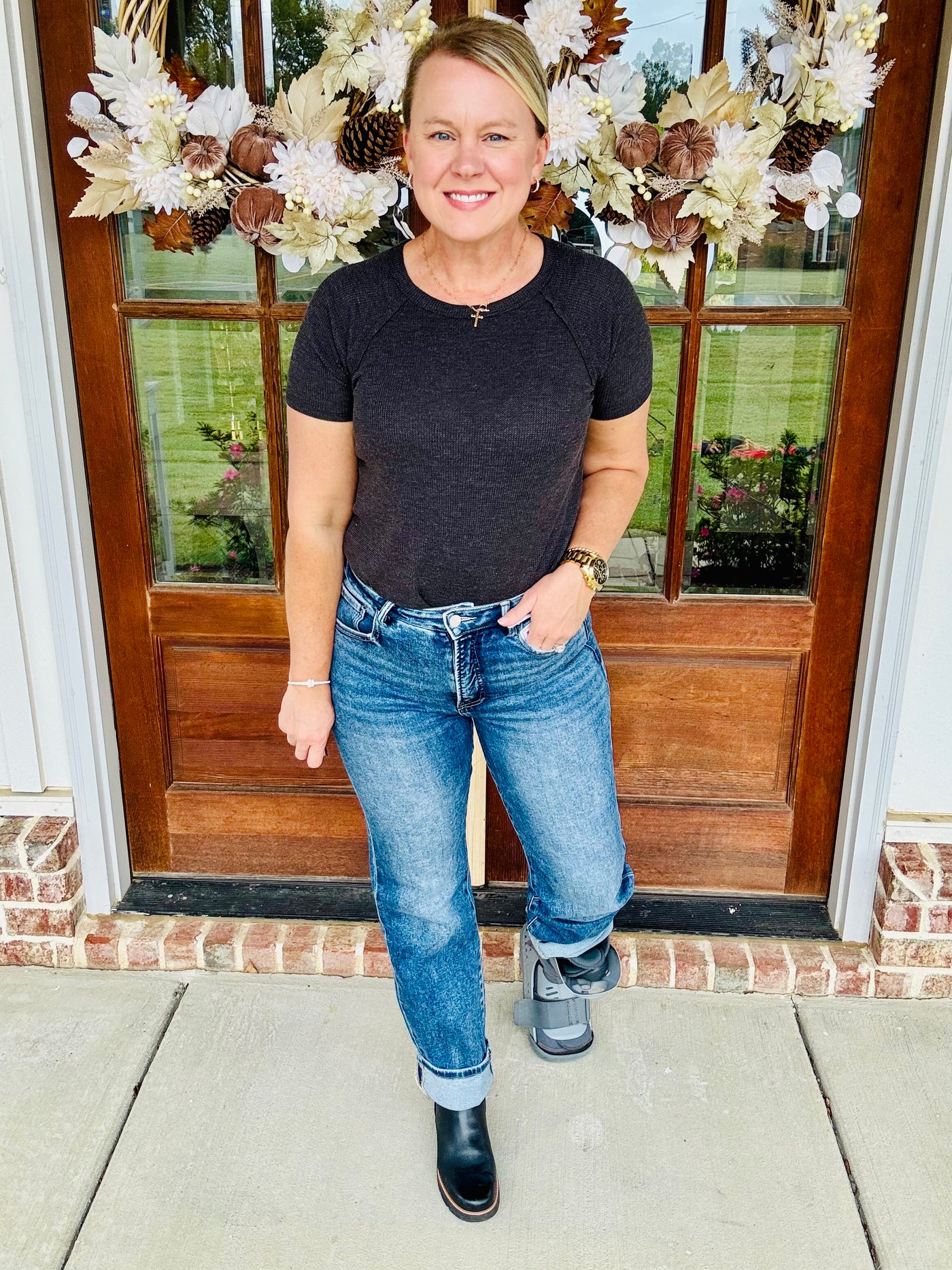 Risen - Tummy Control Straight Cuffed Jeans