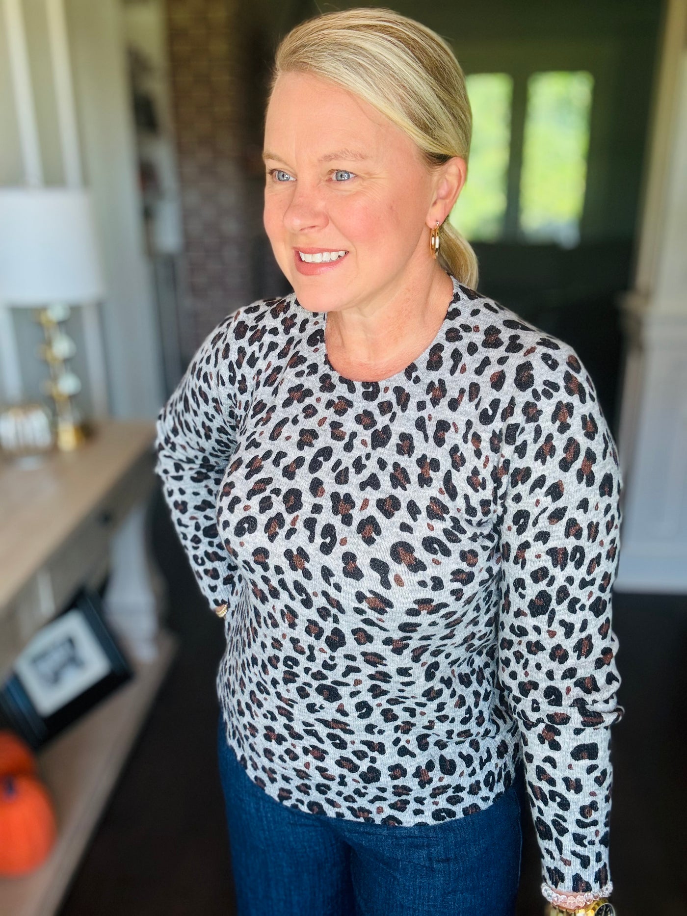 Leopard Knit - Heather Grey