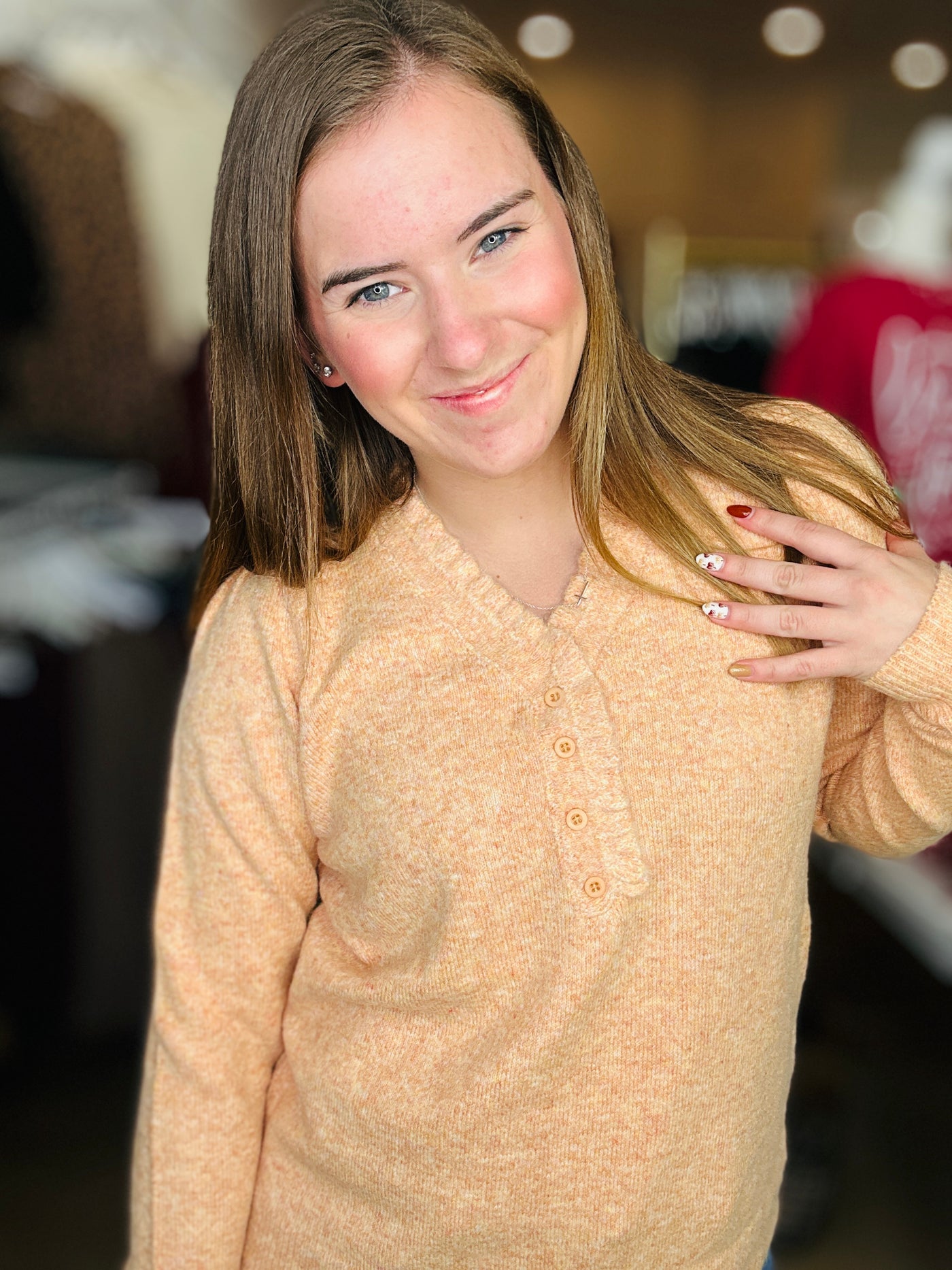 Button Sweater - Light Orange