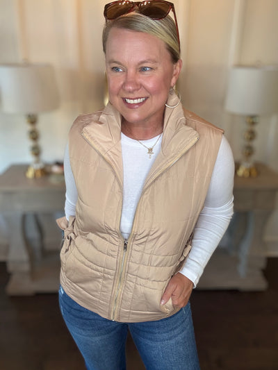 Quilted Vest - Tan