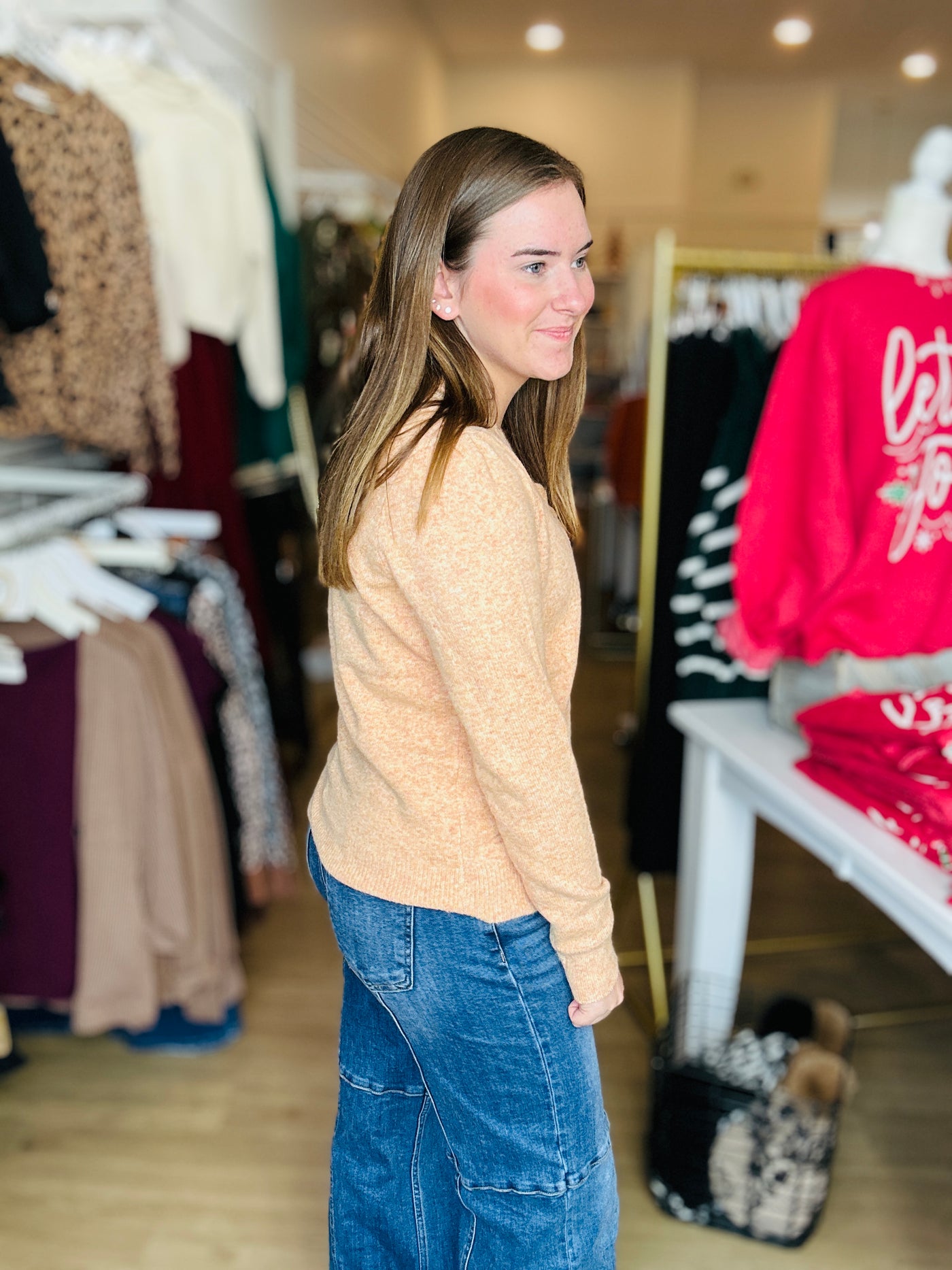 Button Sweater - Light Orange