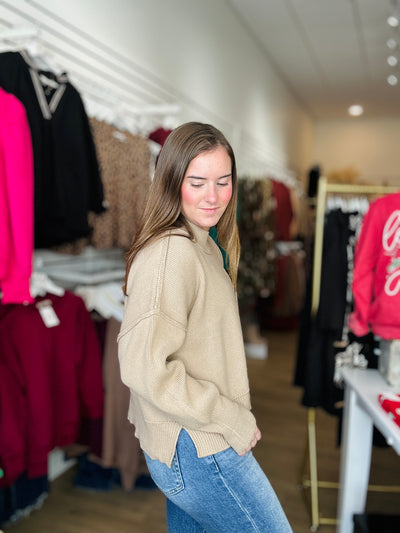 Drop Shoulder Sweater - Light Mocha
