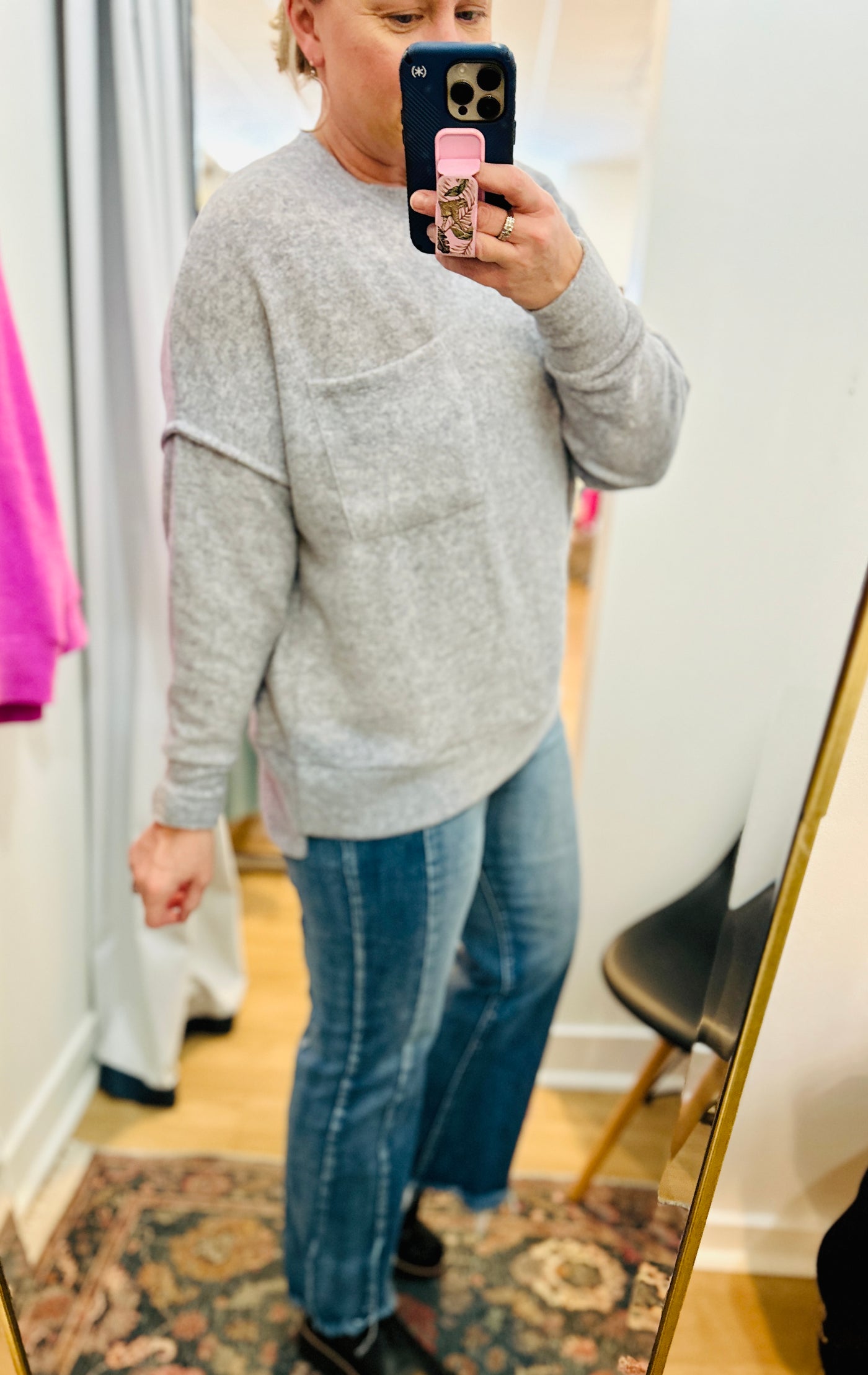 Melange Hi-Lo Sweater - Heather Grey