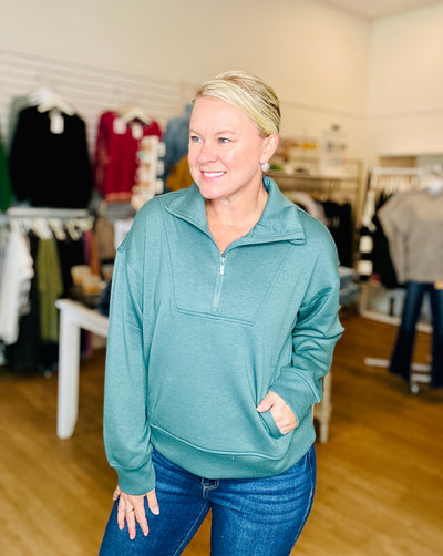 Scuba Half Zip Pullover - Ash Jade