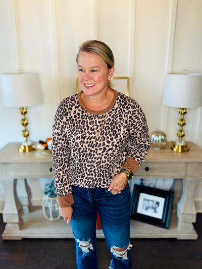 Leopard Ribbed Long Sleeve - Coco