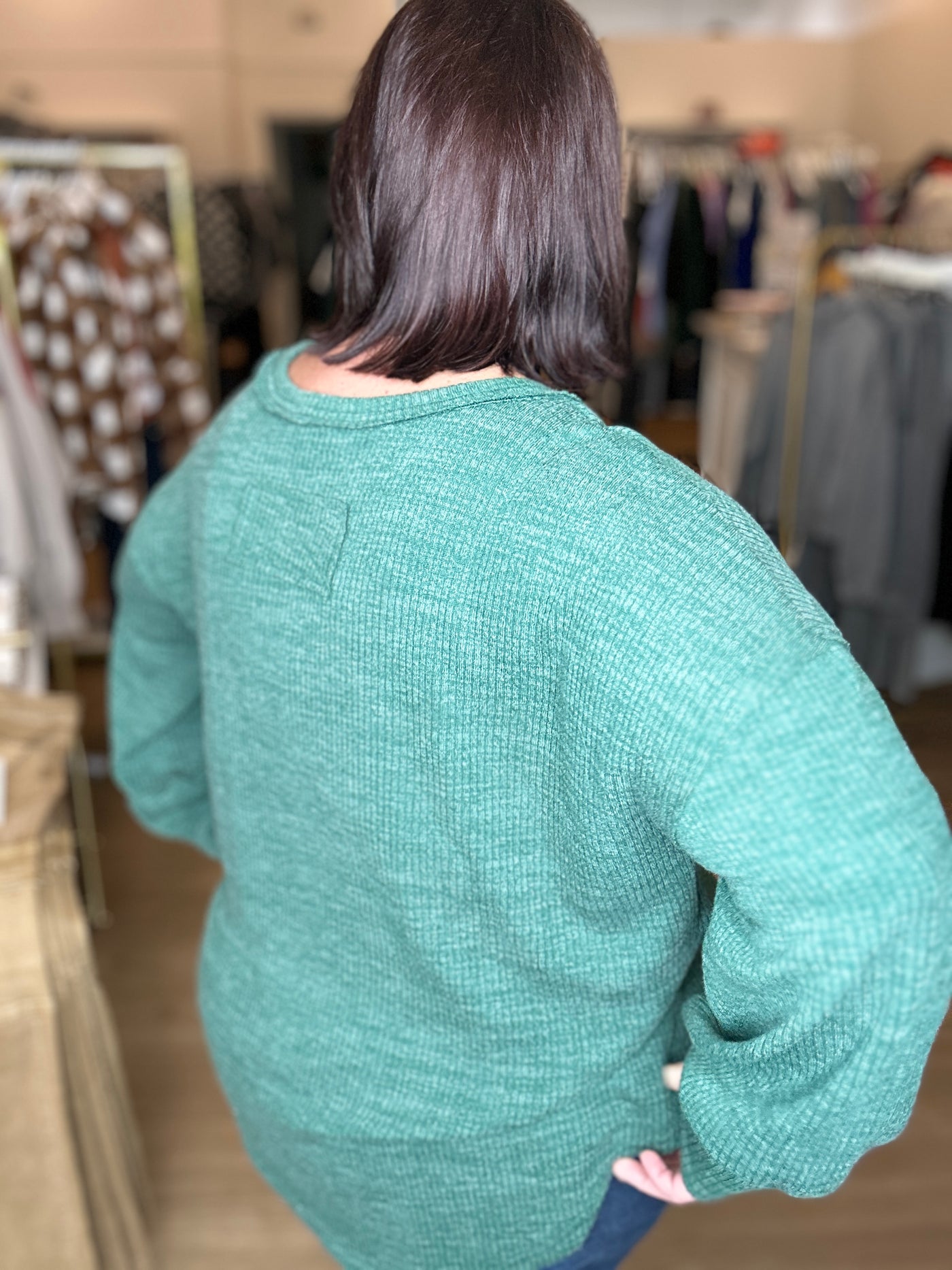 Drop Shoulder Long Sleeve - Forest Green