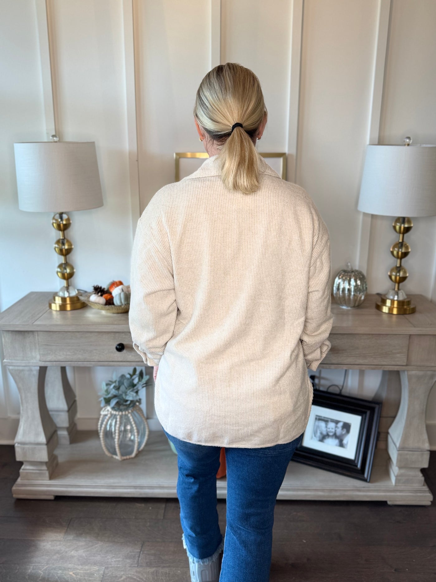 Cozy Waffle Oversized Shacket - Oatmeal
