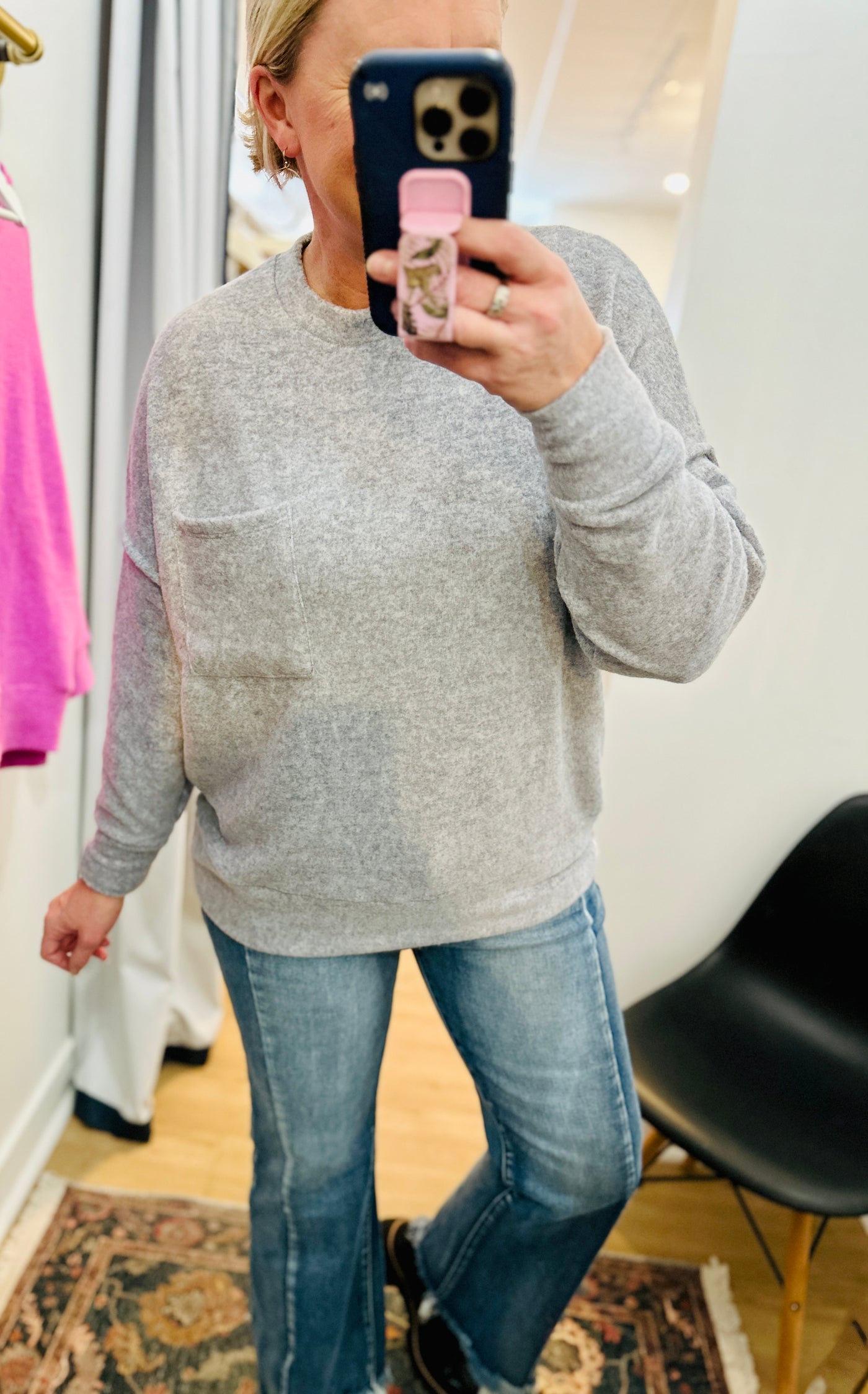 Melange Hi-Lo Sweater - Heather Grey