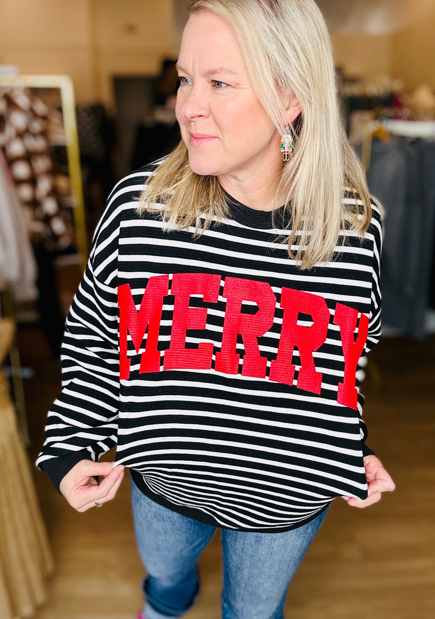 Merry Stripe Crewneck