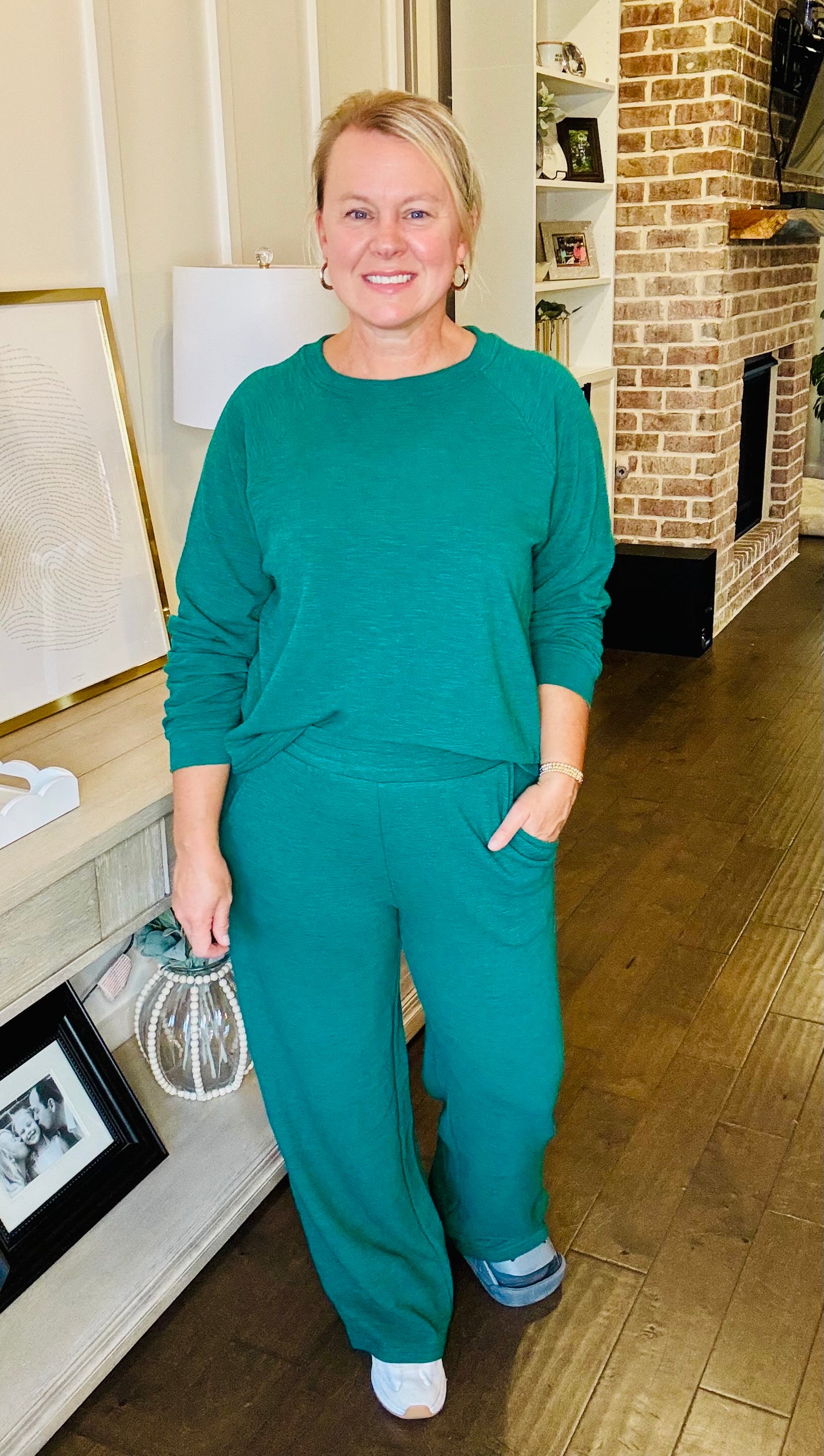 Soft Long Sleeve Top & Pants Set - Hunter Green