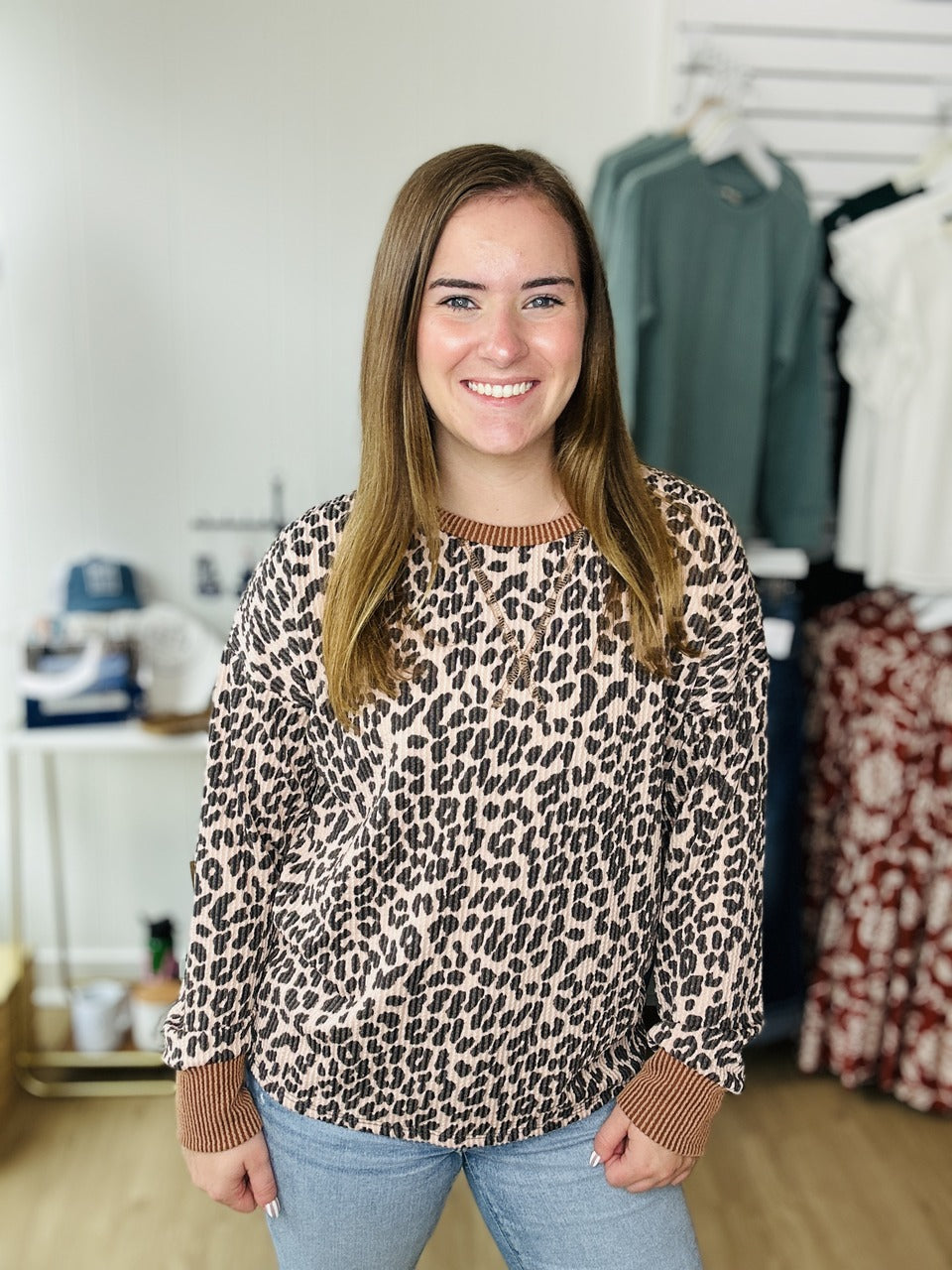 Leopard Ribbed Long Sleeve - Coco